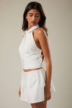 Summer Sands Mini Pinstripe Halter Collar Top