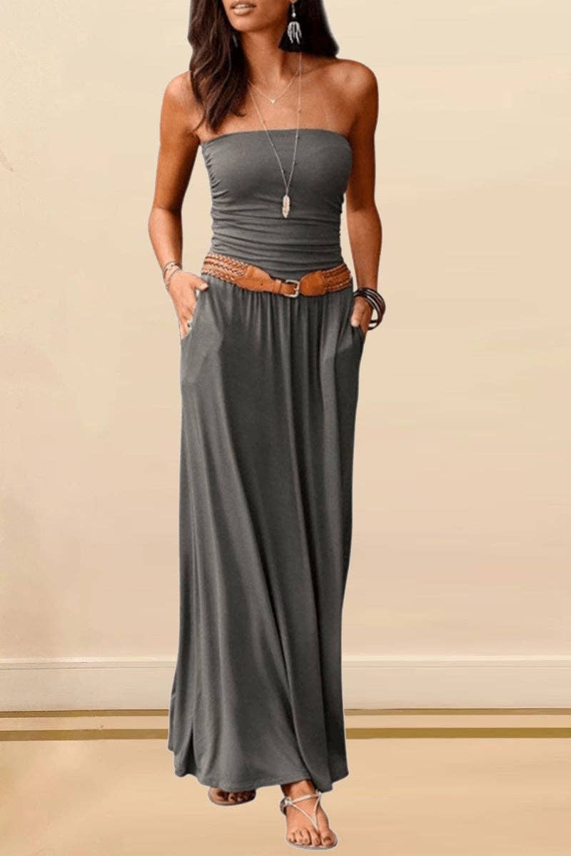 Sure Thing Maxi Dress in Charcoal