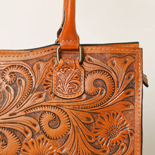 Genuine Tooled Leather  Structured Tote Bag