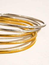 Olyss 18K White & Yellow Gold Non-Tarnish Classic Thin Bangle Set