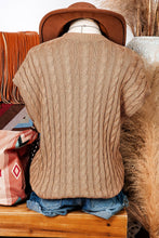 Crew Neck Cable Knit Short Sleeve Sweater