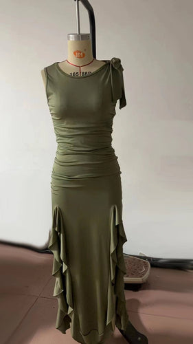 Western Cowgirl Coachella Ruffled Slit Dress