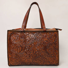 Genuine Tooled Leather  Structured Tote Bag