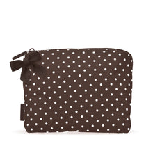 Espresso Polka Dot Bow Crinkle Makeup & Toiletry Bag