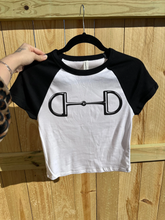 Snaffle Bit Baby Tee with Black Cap Sleeves