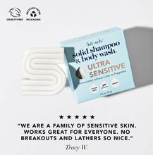 Ultra Sensitive Shampoo & Body Wash Bar Fragrance Free by Kitsch