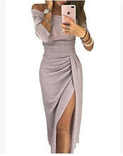Slit One-shoulder Lurex Silver Dress