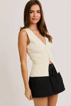 Prep Check Sleeveless Sweater Top in Cream