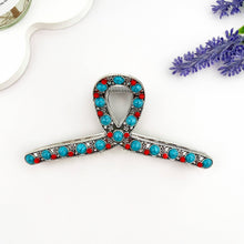 Vintage Red Agate Metal Hair Claw Clip