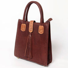 Embossed Genuine Leather Tote with Tooled Accents