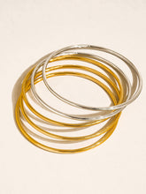 Olyss 18K White & Yellow Gold Non-Tarnish Classic Thin Bangle Set