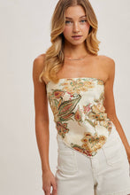 PAISLEY SATIN BANDANA TUBE TOP in TEAL