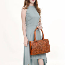 Genuine Tooled Leather  Structured Tote Bag
