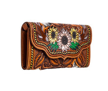 Painted Petals Hand-Tooled Leather Wallet