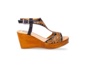 Talitha Hand-Tooled Leather Wedges