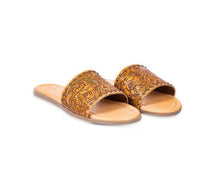 Studded Tooled Leather slides