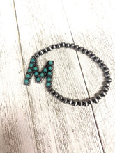 Turquoise Initial Navajo Bead Bracelet