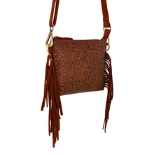 Tasajillo Embossed Leather Fringe Convertible Crossbody Bag