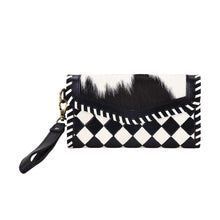 Queenside Checkered Leather Wallet in Black & White