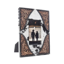Sequoia Hand-Tooled Leather & Cowhide Picture Frame