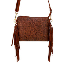 Tasajillo Embossed Leather Fringe Convertible Crossbody Bag