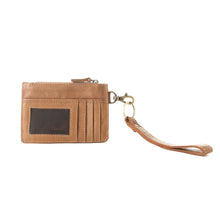 Longhorn Accented Brown Handtooled Leather & Cowhide Card Holder
