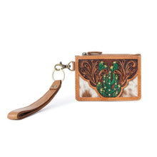 Cactus Accented Brown Handtooled Leather & Cowhide Card Holder