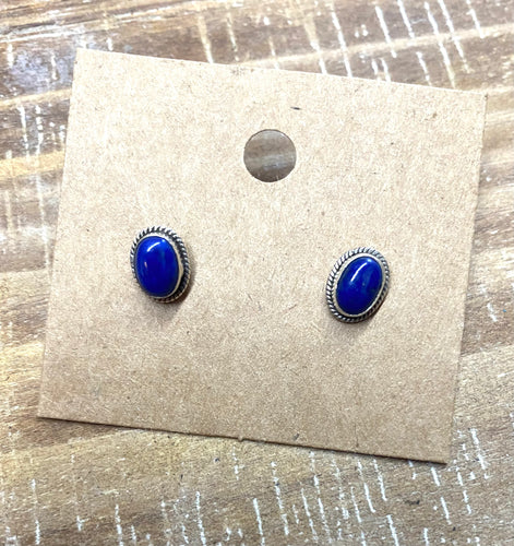 Sterling Lapis Mini Studs