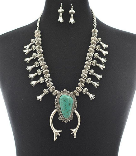 Faux Squash Blossom Necklace & Earring Set