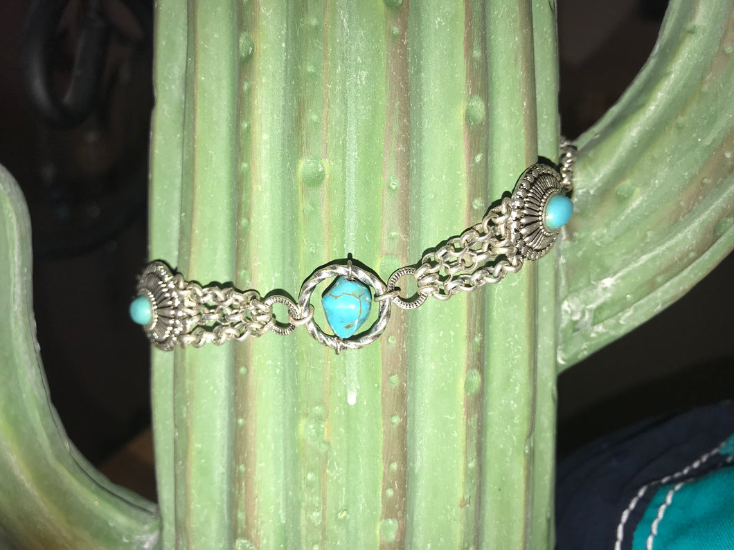 Silver Faux Turquoise Choker