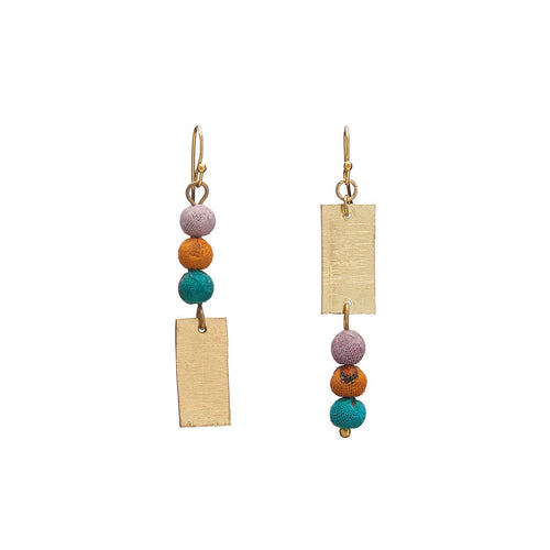 Kantha Dangle Bead Earrings