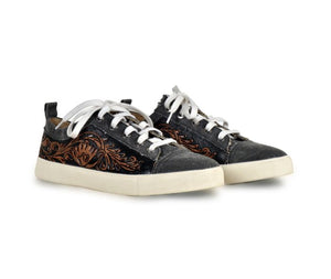 Leather Tooled Sneakers