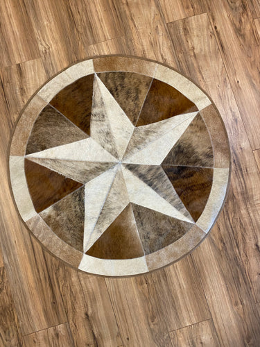 Texas Star Cowhide Patchwork Rug