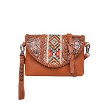 Tooled Aztec Leather Clutch