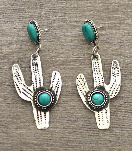 Turquoise Post Cactus Earrings