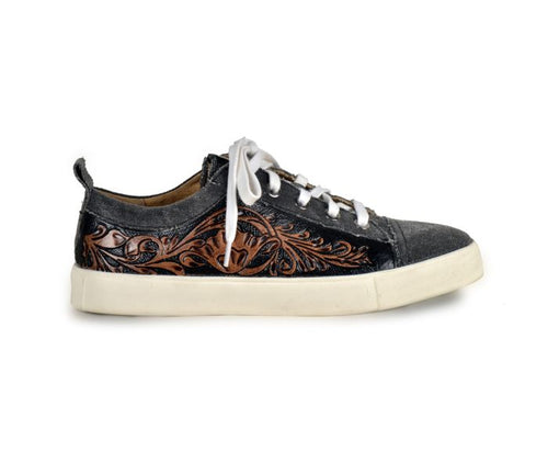 Leather Tooled Sneakers