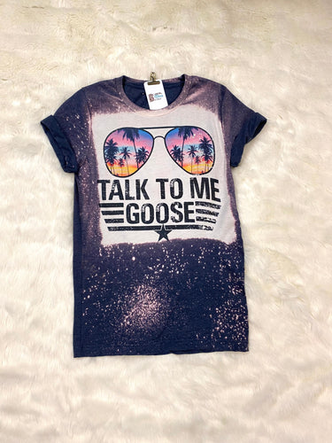 “Talk To Me Goose” Palm Tree Reflection Graphic Bleach Tee