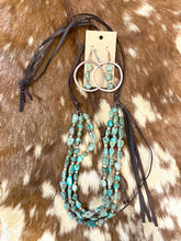 Triple Dip Turquoise & Wood Necklace