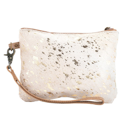 Glitzy Gold Cowhide Pouch