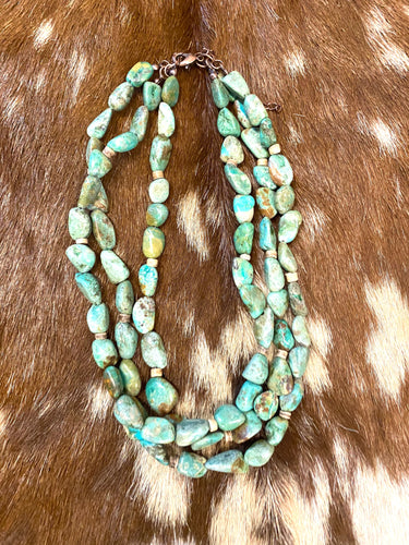 Triple Strand Natural Turquoise Necklace