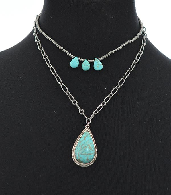 Colored Stone Layer Necklace