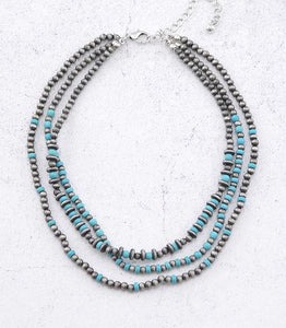 Layered Turquoise Navajo Bead Necklace