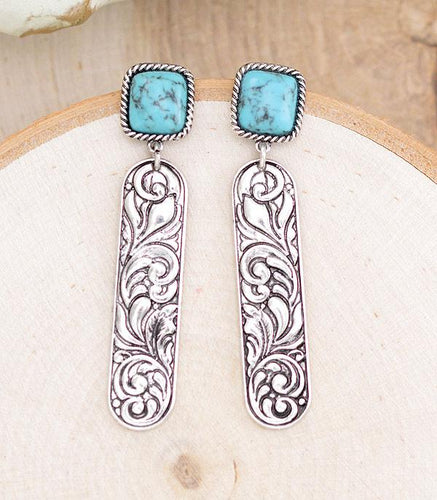 Western Scroll Stone Earrings