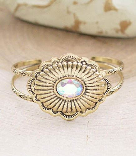 Gold Stoned Concho Cuff