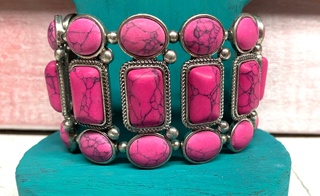 Overkill Pink Stone Chunky Bracelet