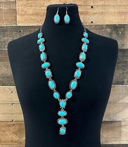 At The Y Turquoise Necklace Earring Set