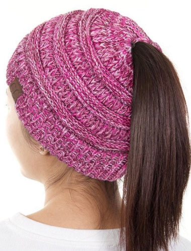 CC Heathered Messy Bun Beanie
