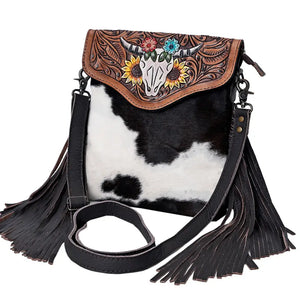 For The Rodeo Hand-Tooled Cowhide Bag