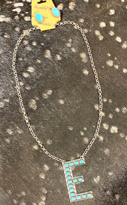 Turquoise Love Initial Necklace Set