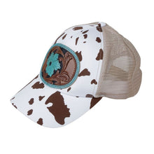 Leather Patch Cow Print Cap